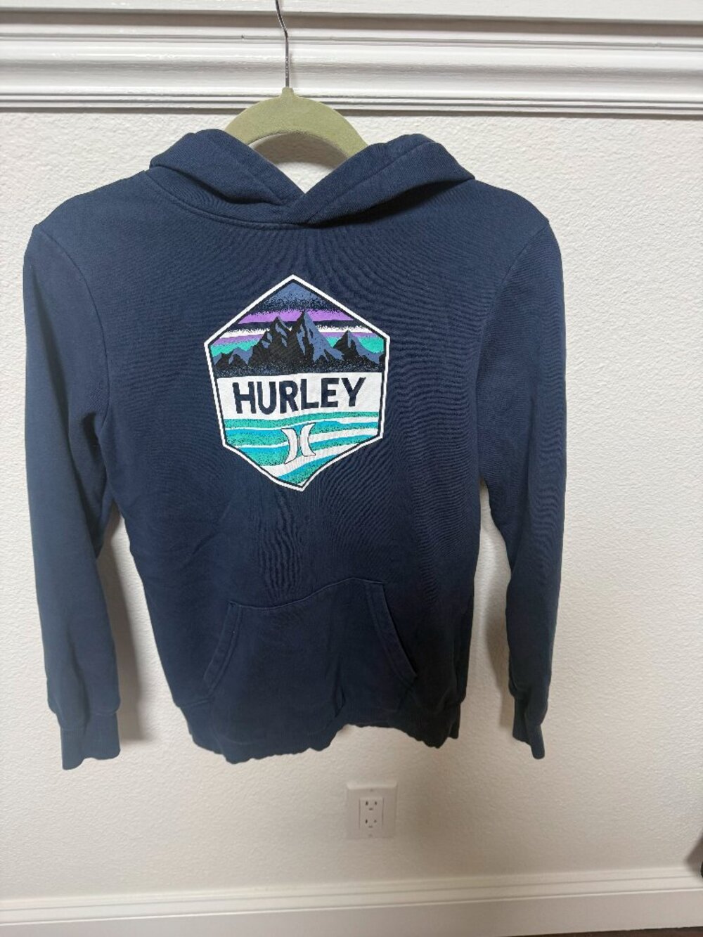 Hurley Boys Large Navy Blur Pullover Hoodie Sweatshirt